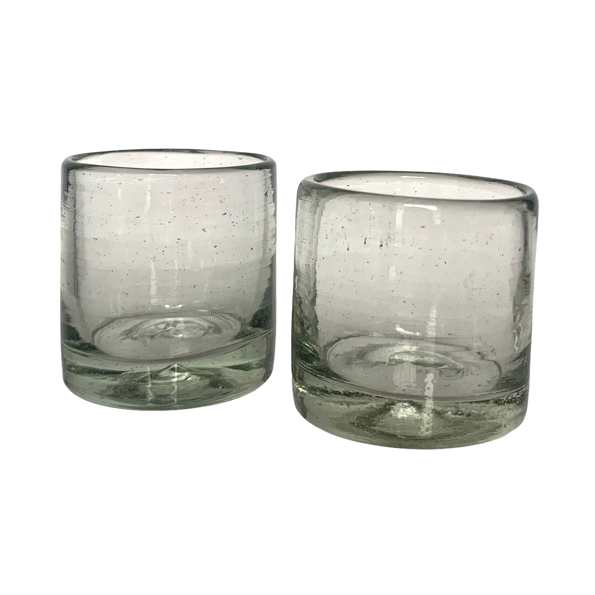 Mexican Blown Bubble Glass Cups Clear 4 Set of 2