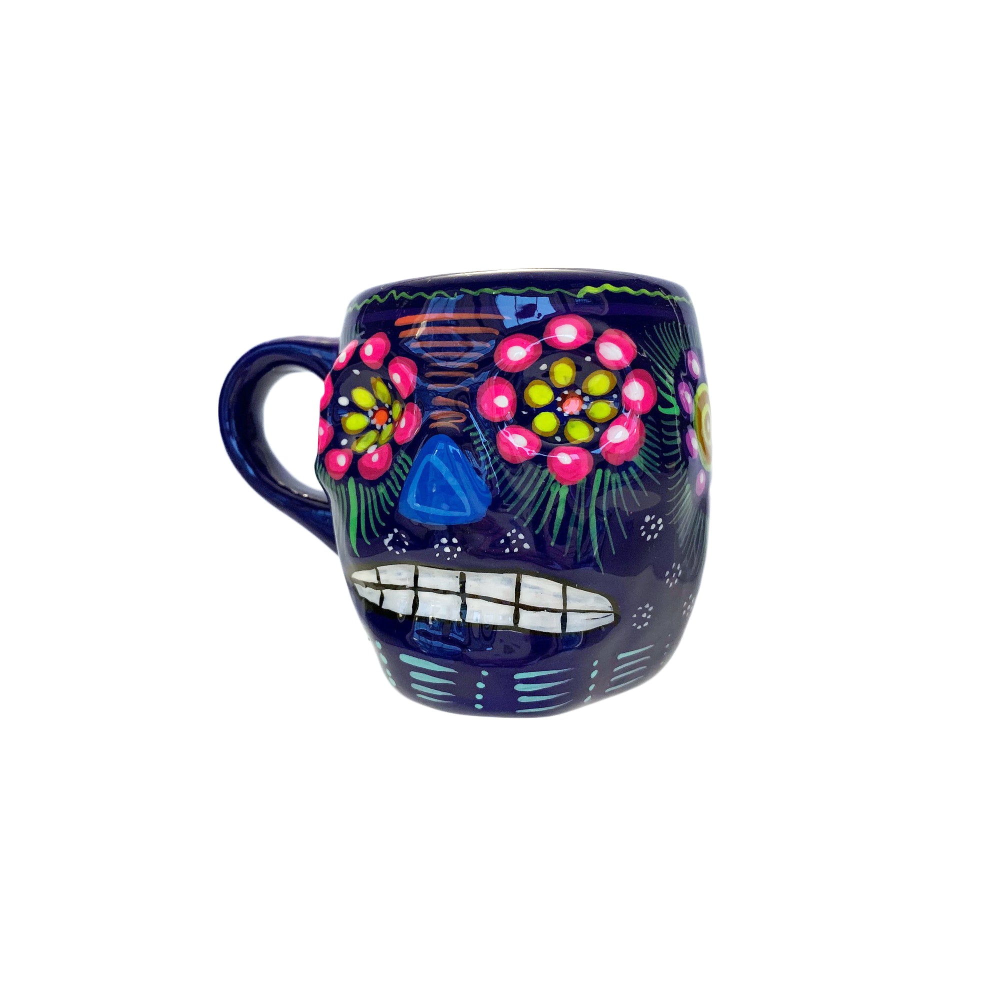 Hand Painted Sugar Skull Coffee Mug - 10 oz capacity (Made in