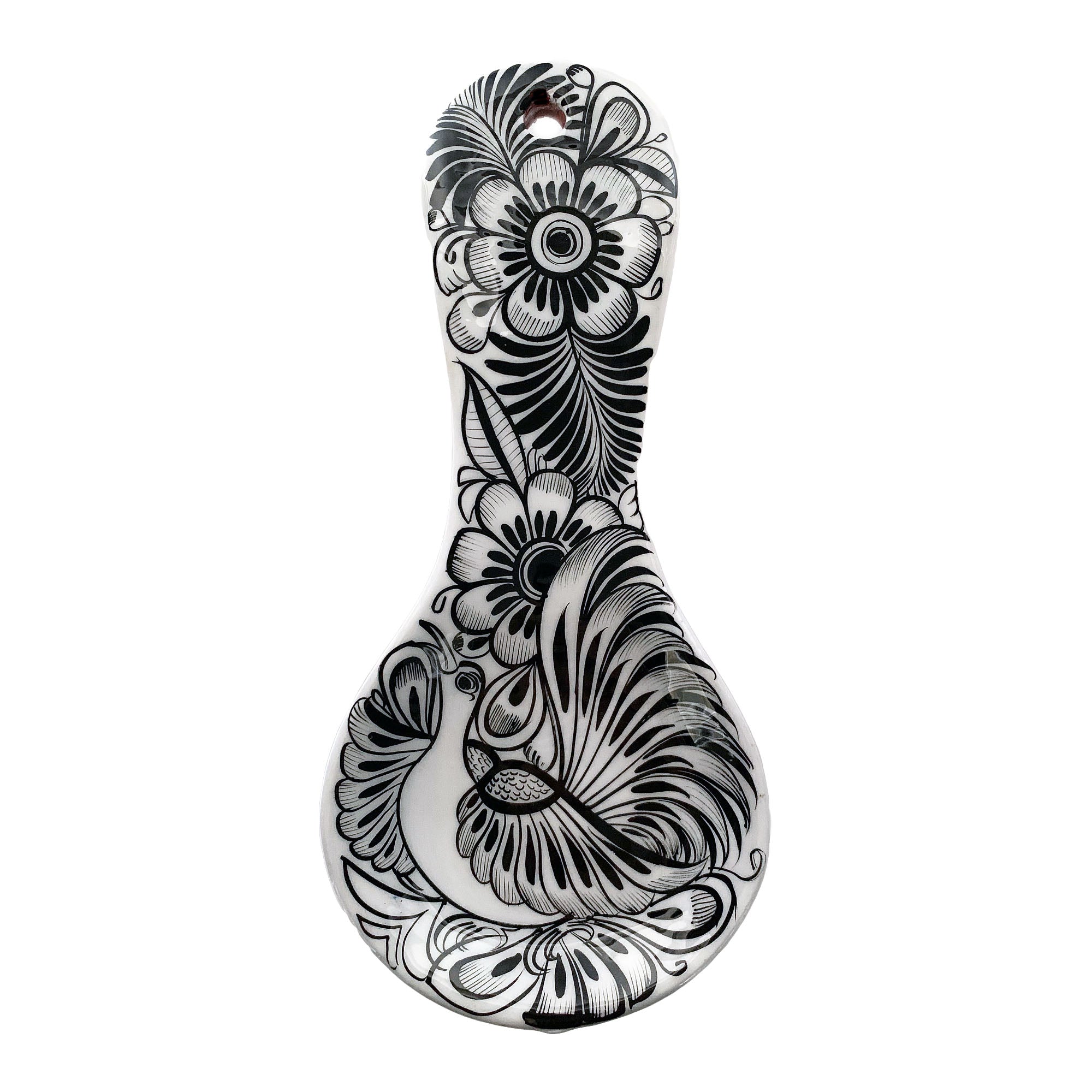 Stamped Black And Ivory Ceramic Spoon Rest - World Market